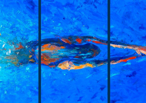 Cuadro Decorativo Natacion Pintura En 3 Piezas 