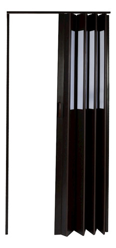Puerta Plegable Con Vitral 2.15 M X 98 Cm Ajustable Café Chocolate
