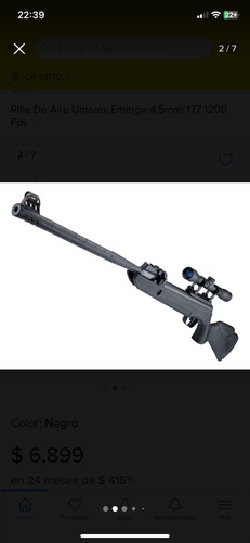 Rifle Umarex Emerge Cal. 22 Como Nuevo Negro 558.8 Mm (Usado)
