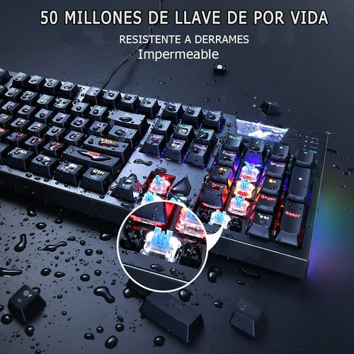 Imagen 3 de 5 de Teclado Mecanico Qwerty Español Con Ñ Teclado Gamer Led Rgb