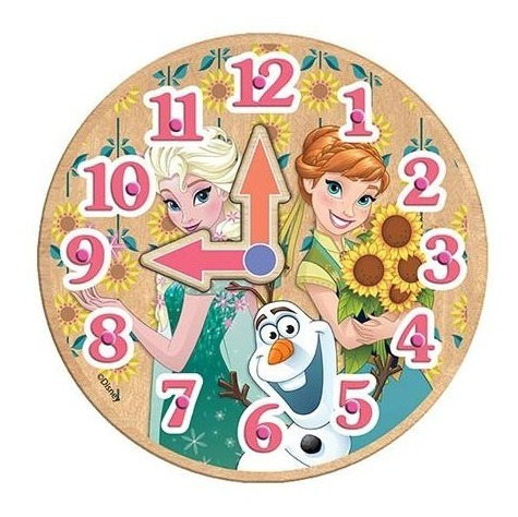 Reloj Didactico Madera Encaje Aprender Hora Frozen Disney