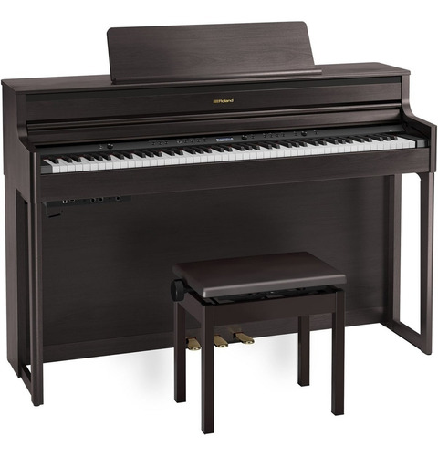 Piano Digital Roland Hp704 Dark Rosewood Com Banco E Estante Bivolt