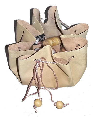 Bolsa Cuero Cabritilla P/ Runas Talismanes Gemas 24cm Nude