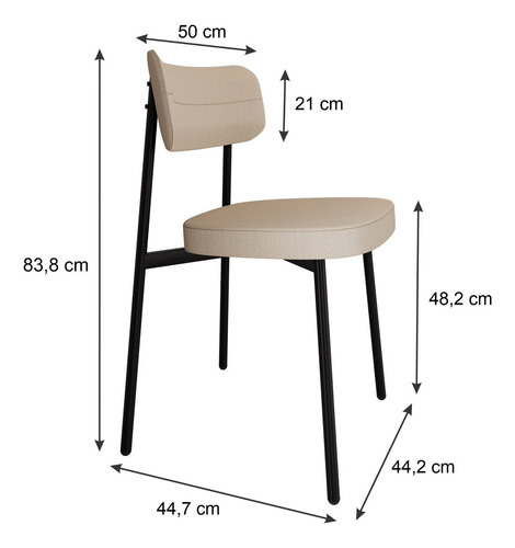 Cadeira Fixa Com 4 Pés 50 X 44,7 X 83,8 Cm Com 6 Wt