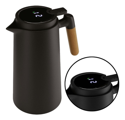 vacuum jug flask garrafa térmica com termômetro 1 L preto