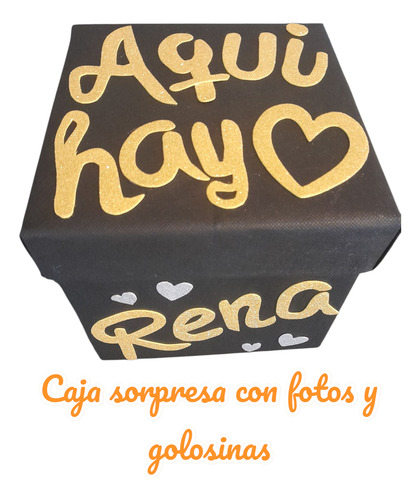 Caja Sorpresa Regalo Fotos Y Golosinas Azul