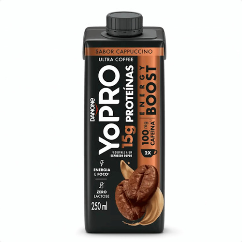 Yopro Bebida Láctea Cappuccino 15g Proteína Pack 24un 250ml