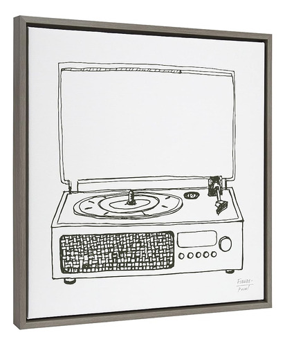 Kate And Laurel Sylvie Victrola Record Player Framed Canvas 