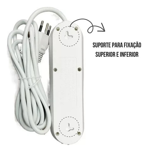 Extensão Elétrica Ultra Resistente Com 3 Tomadas 3usb Bivolt Cor Branco
