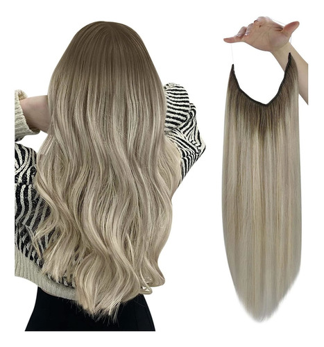 Extensiones Cabello Humano 16in 1pz 80gr Balayage Luz Ceniza