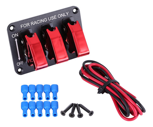 Panel Racing Toggle Panel De 12 V, 3 Grupos Para Coche, Rojo