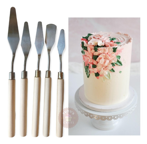 Imagen 1 de 5 de Set X5 Espatulas Artisticas Modelado Espatulado Buttercream