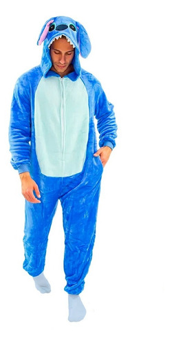 Imagem 1 de 10 de Pijama Macacão Pelúcia Stitch Kigurumi - Original Disney