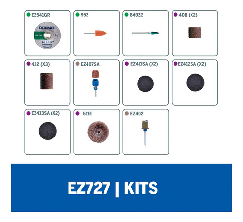 Kit De Accesorios Para Lijar Y Pulir Ez-lock18 Accesorios