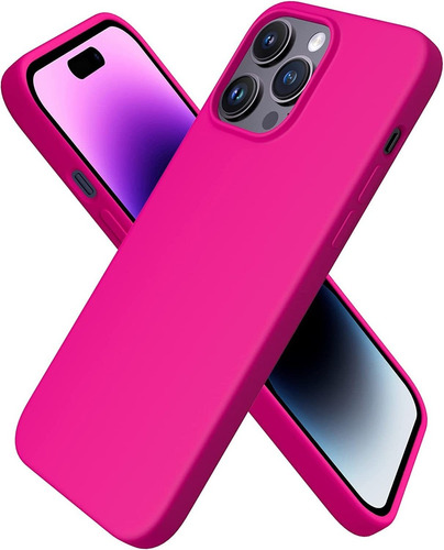 Funda Para iPhone 14 Pro Max Silicona Reforzada Rosa Intenso