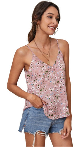 Blusa De Dama Estampado Floral Cuello V Sexy Elegante