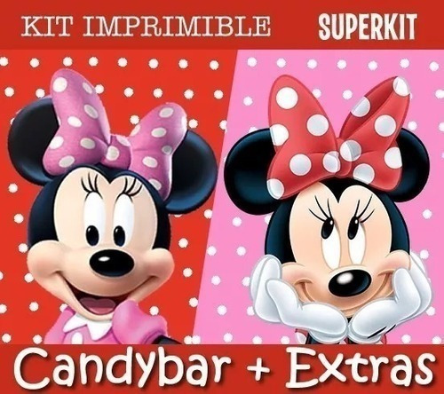 Kit Imprimible Minnie Mouse - Roja Y Rosa Editable