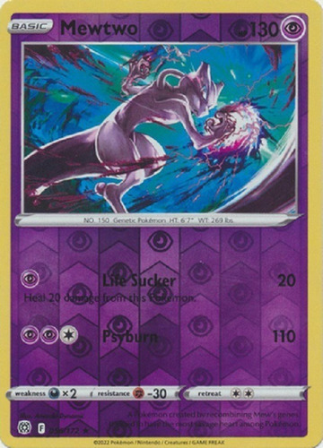 Mewtwo 056/172 Reverse Holo Raro Pokemon Tcg