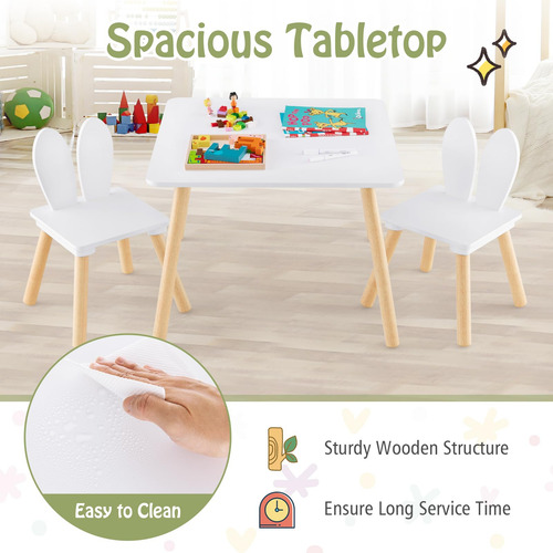 Costzon Juego De Mesa Y Silla Para Niños 3 Piezas De Mesa De Color