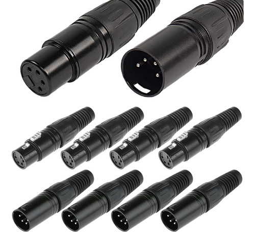 Dkardu Conectores Xlr Hembra De 4 Pines Y Conectores Xlr Mac