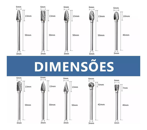 . Set Fresas Lima Rotativa 1/8 Metal Duro 20 Piezas