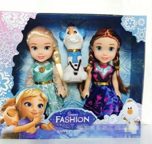 Set De 3 Muñecos Frozen Princess Disney De 16cm Con Anna,