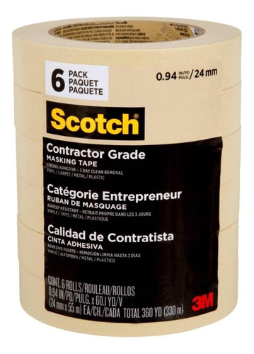 Cinta Scotch De Enmascarar 3m Beige 24mm X 55m Con 6 Piezas