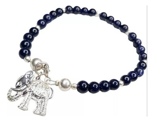 Pulsera Plata 925 Elefante Y Lluvia De Estrella 6mm Pp449  