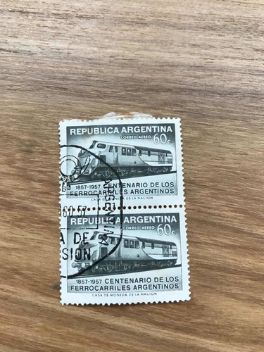 Estampilla Argentina Ferrocarriles 1963. Precio Por Ambas.