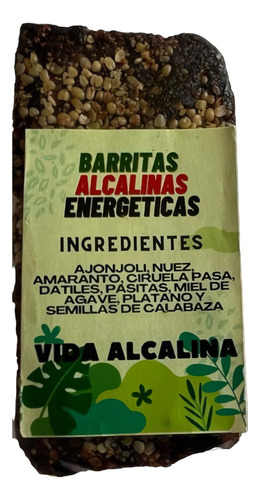 16 Barra Alcalina Energetica Vegan Miel Agave Datil Ajonjoli