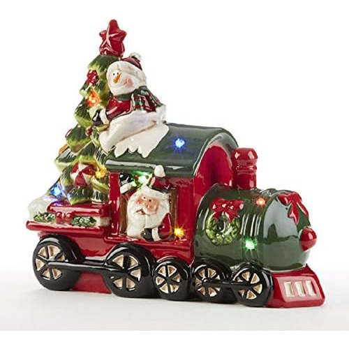 Tren Navideño De Vidrio Esmerilado Luces Led - Decorac...