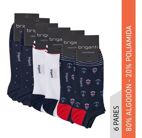 Imagen 2 de 10 de Soquete Combinado Algodón Hombre Briganti Pack X 6 Acc07230
