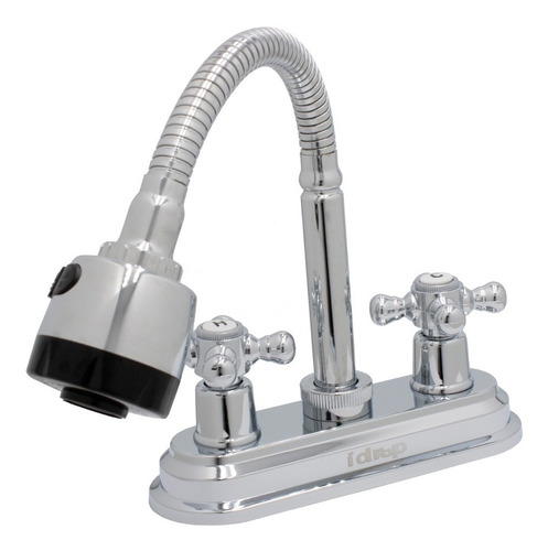 Mezcladora Lavabo Cuello Acero Inoxidable Cuerpo Laton