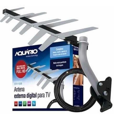 Kit Antena Externa Digital Aquário Dtv-1500 + Acessórios Nfe