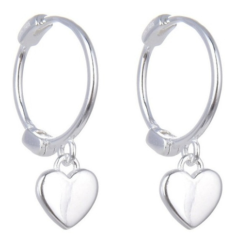 Aros Aritos Huggies Corazón Lisos De Plata 925 Argollitas