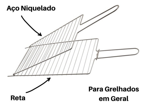 2 Grelha Dupla Abre E Fecha 54cm Aço Churrasco Frango