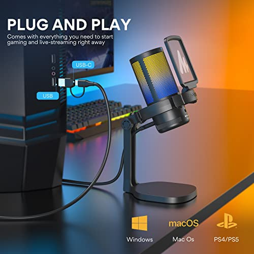 Micrófono De Juego Usb Pc, Micrófono De Condensador C...