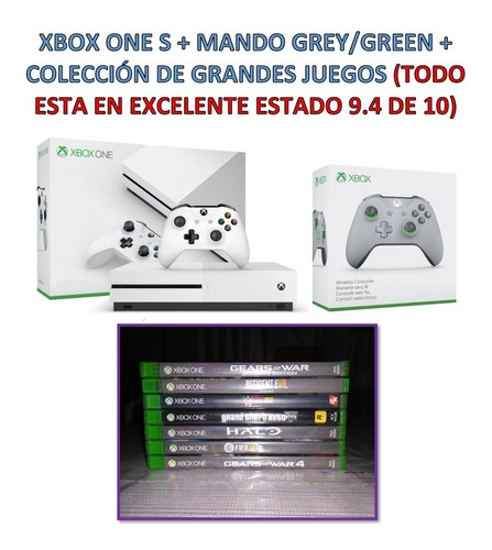 Xbox One S + Mando Grey/green + Coleccion De Grandes Juegos 