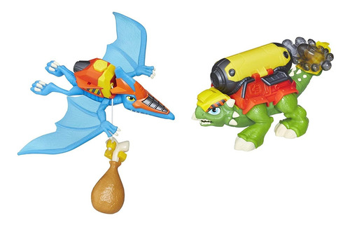 2 Muñecos Anquilosaurio Y Pterodactio Chomp Squad Playskool