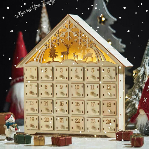 De Casa De Madera Led Navidad Decorar Calendario De Adviento