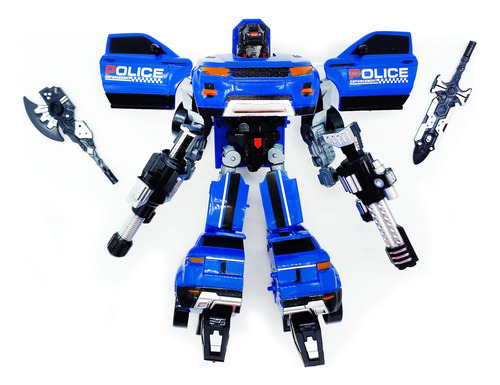 Auto Robot Transformable Se Convierte En Auto +2 Armas 12655 Azul