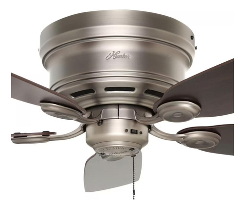 Ventilador De Techo Empotrable 5 Aspas 42'' Reversible Estructura Gris Aspas Café Diámetro 106
