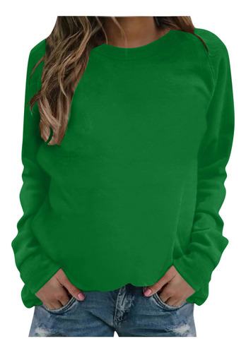 Sudadera D Para Mujer, Manga Larga, Cuello Redondo, Blusa