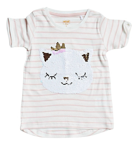 Blusa Menina Kids Gatinho Paetê Tip Top