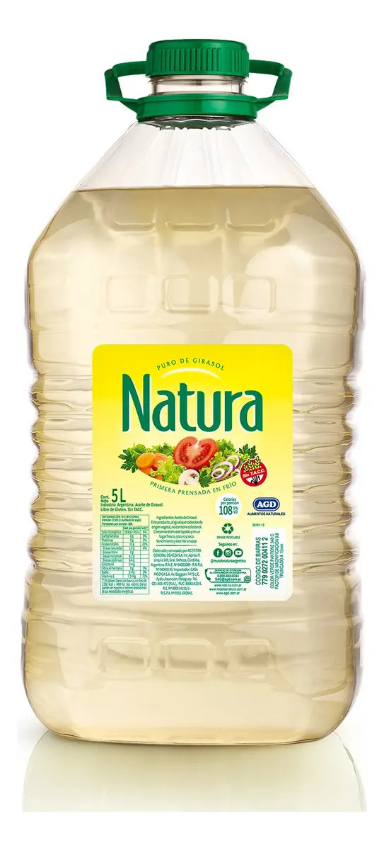 Aceite Girasol Natura Botella Sin Tacc 5 Litros