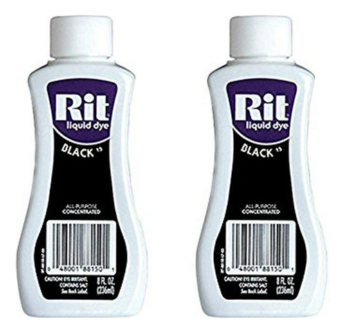 Rit Tinte Líquido De Telas Tinte 8 Fl Oz, Negro, 2-pack.