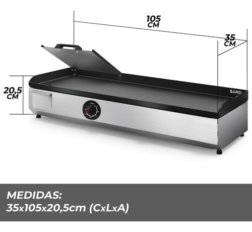 Chapa Eletrica De Lanches 105x35 C/ Prensa Com Coletor Saro Cor Cinza-escuro