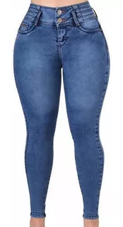 Jeans Dama Levanta Pompa Pantalón Colombiano Push Up Mezclil