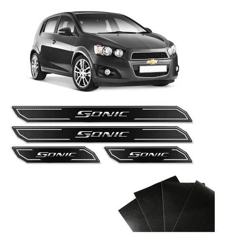 Kit Soleira Diamante Sonic 2012/2015 Com Protetor De Porta