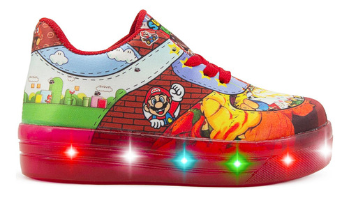 Tenis Para Niño Con Luces Mario Bros Video Juego Luigi 15-21